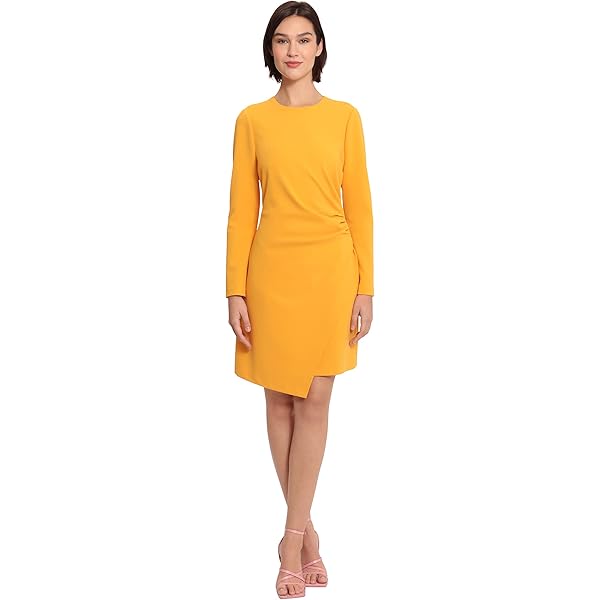 Donna Morgan Women's Long Sleeve Mock Neck Gathered Mini